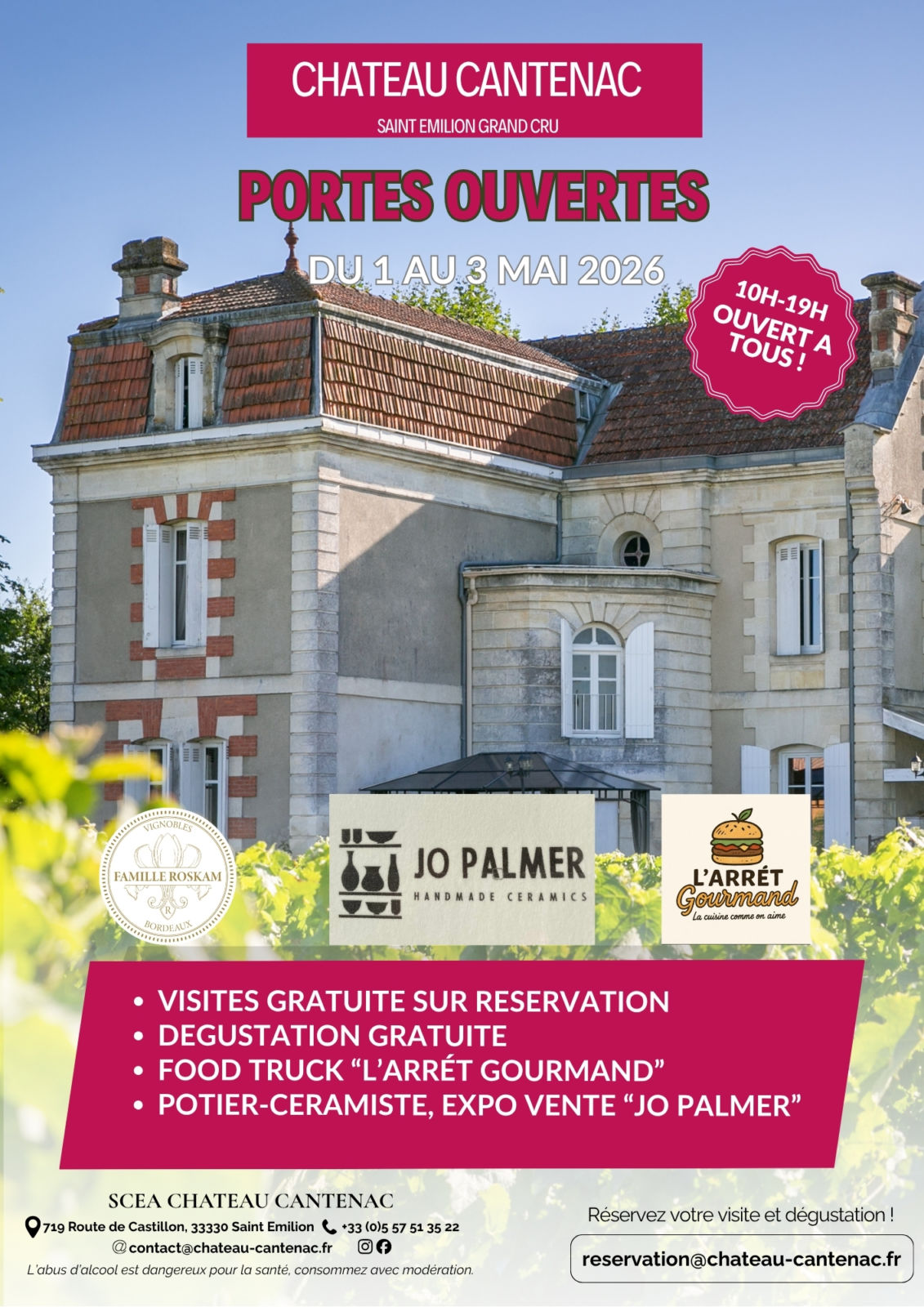 Journée Portes Ouvertes 2026 Château Cantenac Saint Emilion France Grand Cru